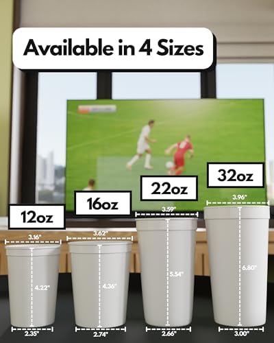 PartyPrints 10 Pack 16 oz White Reusable Plastic Cups