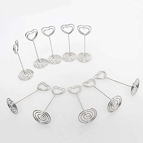 Elegant Heart Shape Table Card Holder Set of 25 Silver