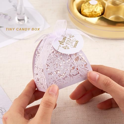 50 Pack Laser Cut Candy Boxes Purple Wedding Favors