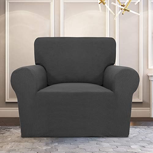 PureFit Stretch Chair Slipcover Dark Gray Non Slip Soft Cover for Kids