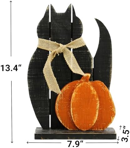 Diamond Star Halloween Black Cat Pumpkin Wooden Decor