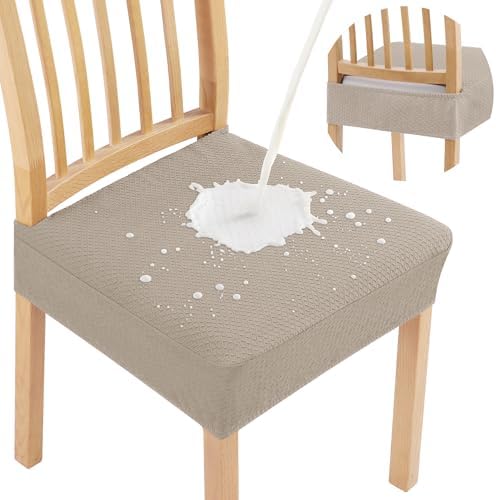 Smiry Waterproof Seat Covers Set of 4 for Dining Chairs Taupe