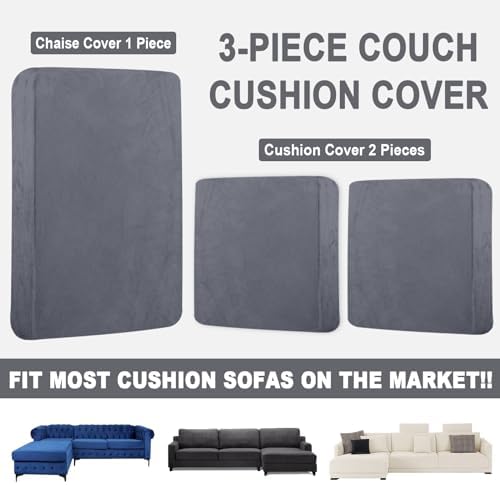 Velvet Sectional Couch Covers for 3-Piece L Shape Sofa