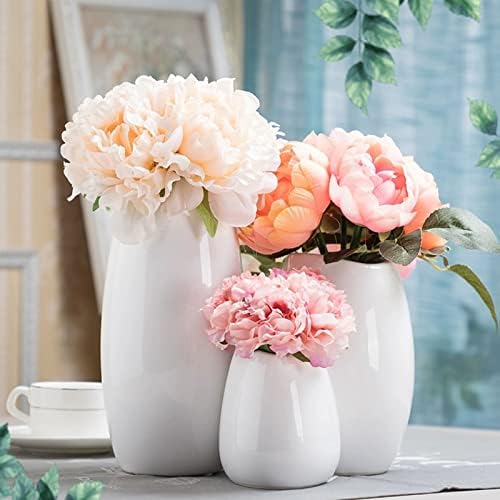 Hjn Ceramic Vase Set of 3 White Modern Decorative Vases