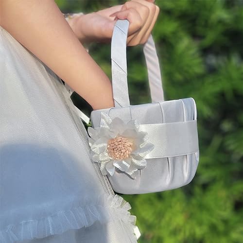 DESUNESS Wedding Flower Girl Baskets Creamy White