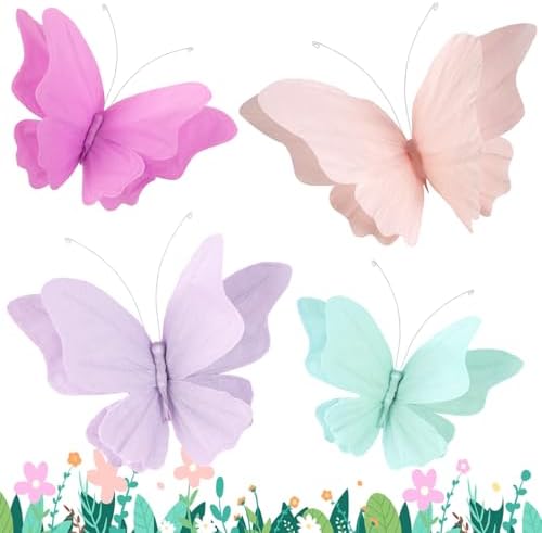 Elegant 3D Butterfly Party Decorations 4 Pcs