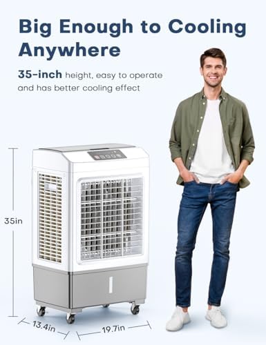 FANCOLE Windowless Air Cooler 2100CFM with 4 Ice Packs