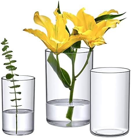 Amazing Abby Plastic Cylindrical Vases 3-Piece Set 6 8 9 Inches