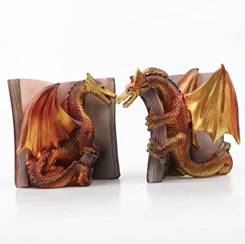 Hztyyier Dragon Bookend Set for Home Office Bookshelf Decoration