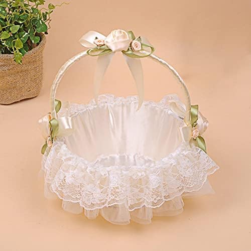 Flower Girl Basket with Bowknot and Lace Design