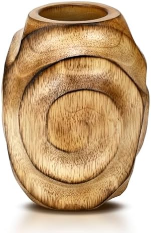 AeraVida Hand Carved Spiral Mango Wood Dry Vase