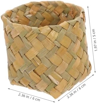 Healvian 10pcs Natural Straw Woven Wedding Candy Storage Box
