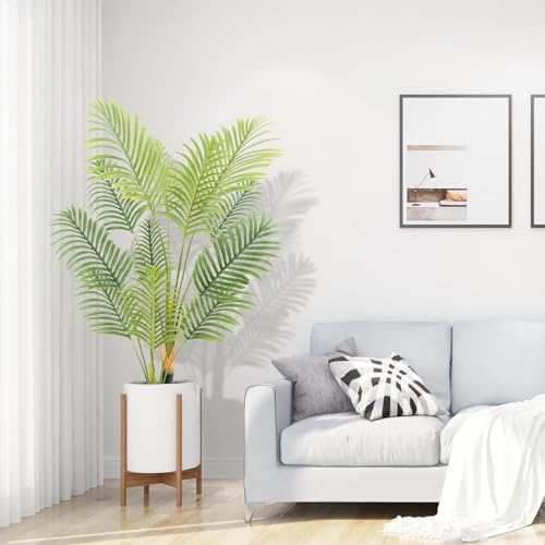 Artificial Fake Palm Tree 4ft with White Planter and Free Moss