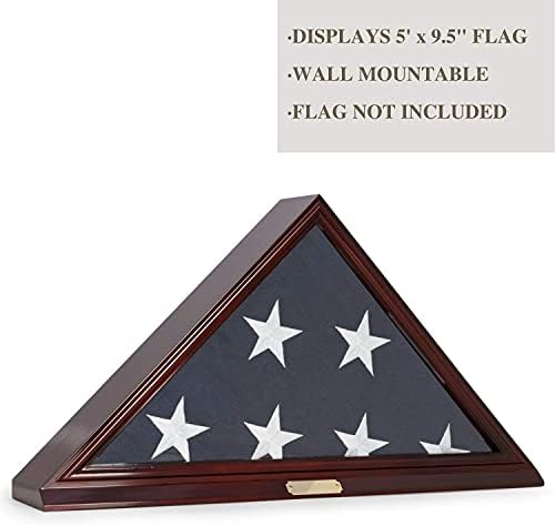 Bey-Berk Custom Personalized Solid Wood Triangle Flag Display Case