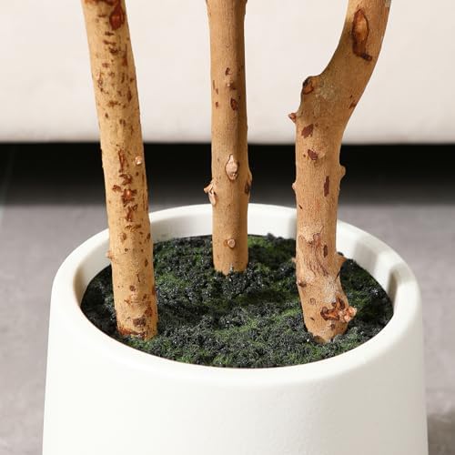 OAKRED Artificial Fiddle Leaf Fig Tree with White Planter 1