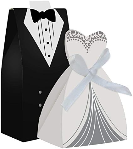 100pcs Wedding Favor Box Set Dress Tuxedo