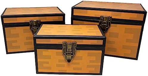 Blue Orchards Pixel Treasure Chest Paperboard Boxes Set of 3 1