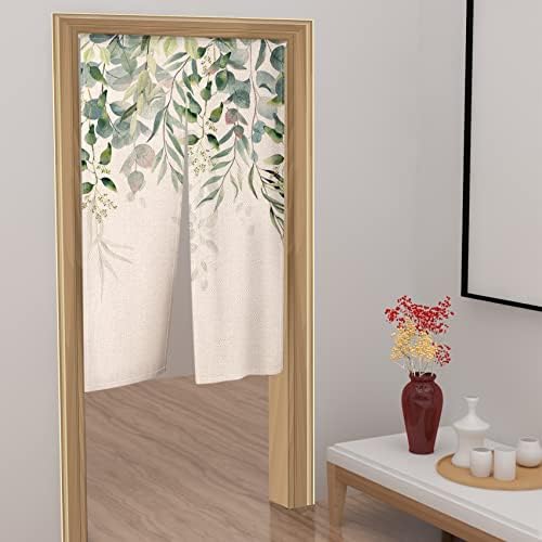 Green Leaves Eucalyptus Noren Curtain Door Divider