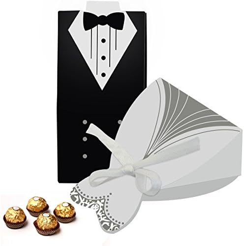 100pcs Wedding Favor Box Set Dress Tuxedo