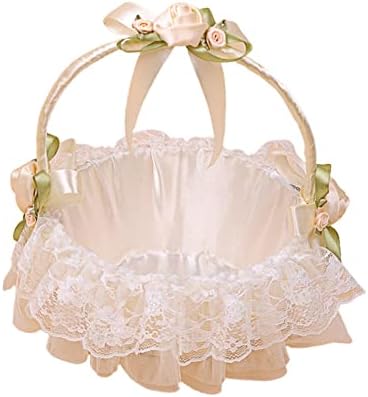 Flower Girl Basket with Bowknot and Lace Design