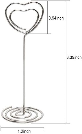 Elegant Heart Shape Table Card Holder Set of 25 Silver