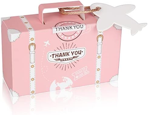 50 Pack Pink Suitcase Favor Boxes for Travel Themed Parties