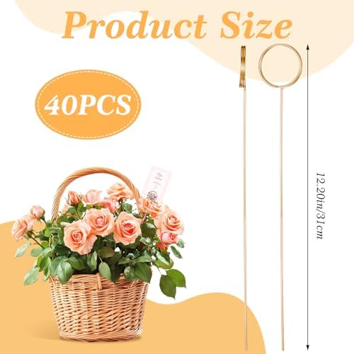 40 Pcs Gold Metal Wire Floral Place Card Holders