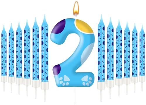 13PCS Blue Dog Paw Birthday Candles Set for Boy Girl Parties