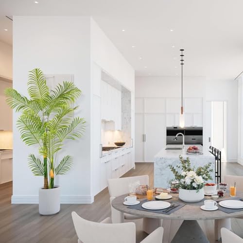 Lush Artificial Palm Tree 6FT with White Planter and Free Moss