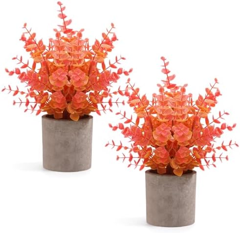 2 Pack Fall Eucalyptus Artificial Plants for Home Decor