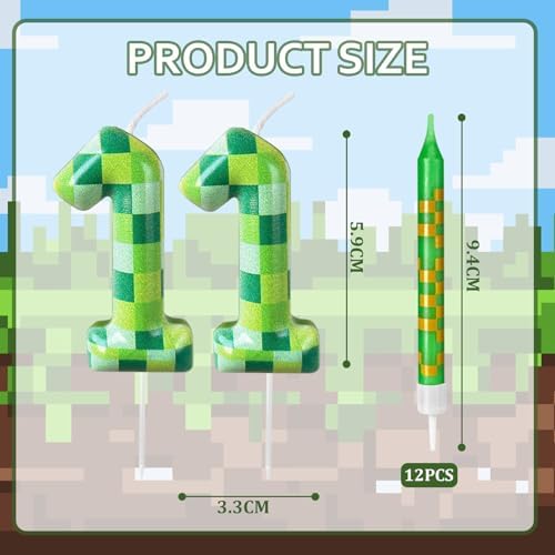 Zlongron 14 Piece Green Pixel Birthday Candles 1