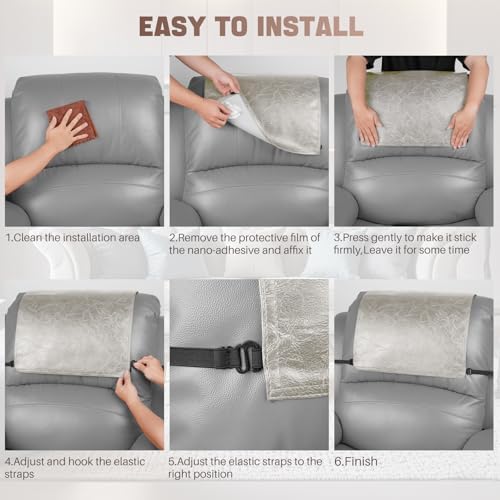 Recliner Headrest Protector Beige 17x27 Inches