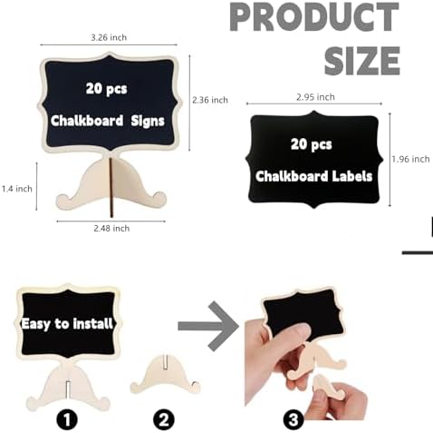 20 Pack Mini Chalkboard Signs with Stand and Markers