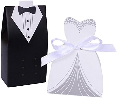 Rbenxia Wedding Favor Boxes 100pcs Candy Gift Box with Ribbon