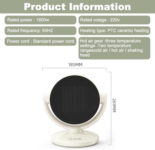ZPSHYD Space Heater 1200W PTC Ceramic Desk Warmer with Auto Shaking Head