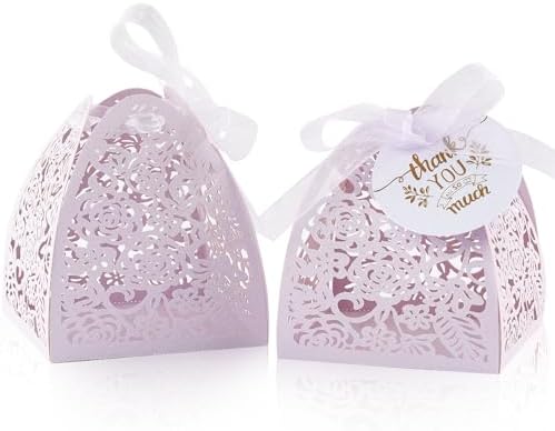 50 Pack Laser Cut Candy Boxes Purple Wedding Favors