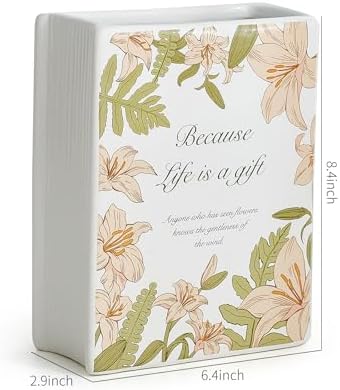 Modern Book Shaped Ceramic Vase for Home Office Decor
