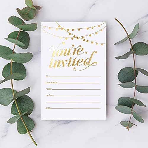 Sweetzer Orange 25 Gold Foil Invitations with Envelopes
