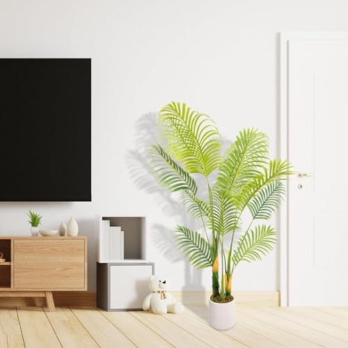 Lush Artificial Palm Tree 5FT with White Planter and Free Moss