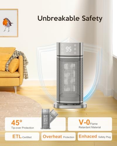 1500W PTC Ceramic Space Heater with Remote and Thermostat
