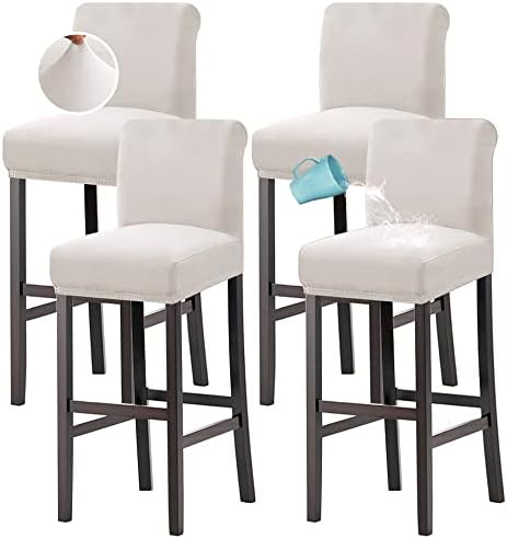 HVERSAILTEX Waterproof Bar Stool Covers Set of 4 Ivory 1