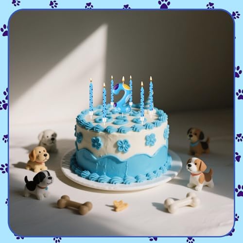 13PCS Blue Dog Paw Birthday Candles Set for Boy Girl Parties