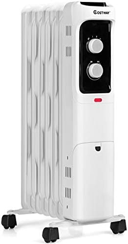 COSTWAY Oil Filled Radiator Heater 1500W 3 Heat Settings White
