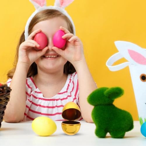 Housoutil 12 Pcs Golden Plastic Easter Eggs