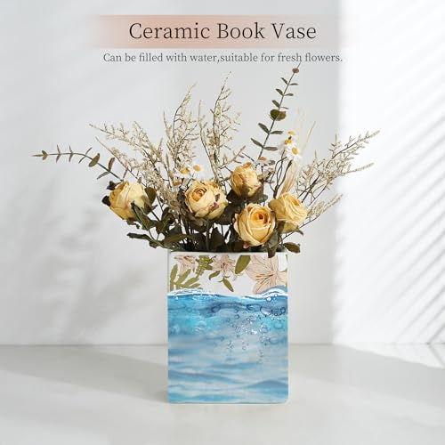 Modern Book Shaped Ceramic Vase for Home Office Decor