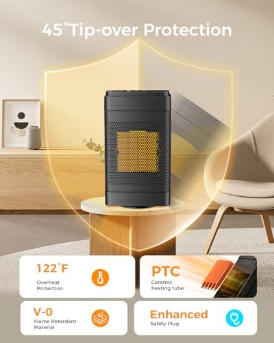 1500W PTC Ceramic Electric Space Heater with Remote and 70 Oscillation