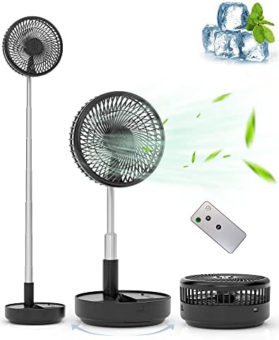 Primevolve Portable Oscillating Standing Fan USB Rechargeable with Remote Black 77 Inch