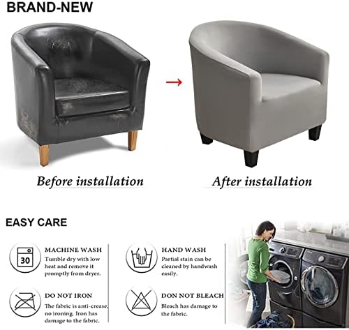NILUOH Club Chair Slipcover Stretchable Armchair Cover for Barrel Chairs Grey