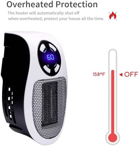450W Programmable Space Heater 2 Pack with Remote Wall Outlet and Adjustable Thermostat