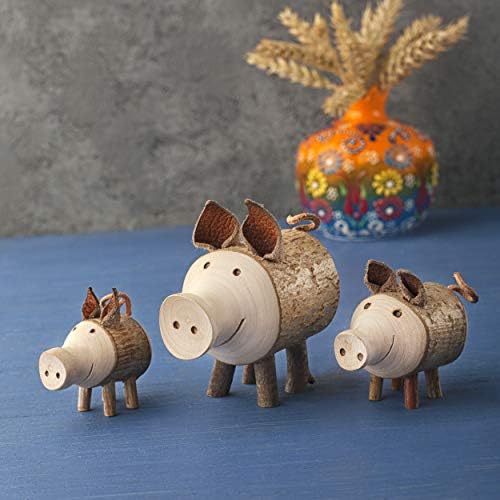 Wooden Pig Figurine - 27 Inch Cute Animal Decor